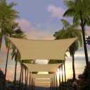 Amgo 14' x 20' Sand Beige Rectangle Sun Shade Sail Canopy Awning ATAPR1420, 95% UV Blockage, Water & Air Permeable, Commercial and Residential (We Customize)