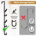 Over The Door Hooks, Metal Door Hooks for Hanging, Over The Door Purse Organizer for Coat Hanger, Back of Shower Door for Hanging Towel Rack Clothes, Hat, Bathroom, Closet (Black-4Packs)