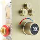 Solid Brass Shower Mixer Valve, Concealed 3 Way Outlet LED Digital Display Diverter Valve, Can Use All Options at A Time Brushed Gold (Three Functions)