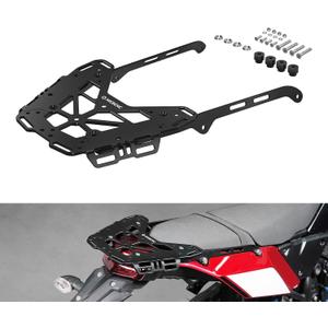 NICECNC Black Motorcycle Rear Luggage Rack Luggage Cargo Rack Compatible with Yamaha Tenere 700/XTZ700 2019-2024, Tenere 700 Rally Edition 2020-2024, 6061 Aluminum, Q235 Steel, Tenere 700 Accessories