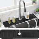 PoYang 24 Inch Faucet Mat for Kitchen Sink Splash Guard Behind Faucet, Sink Protectors for Kitchen Sink Faucet Mat Splash Guard for Kitchen Sink Area, Longer Silicone Faucet Guard Draining Mat, Black (23.6" x 5.5")