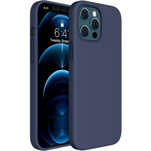 Miracase Compatible with iPhone 12 Pro Max Case, [Soft Anti-Scratch Microfiber Lining], Liquid Silicone Case Gel Rubber Shockproof Drop Protection Phone Case for 12 Pro Max, Navy Blue