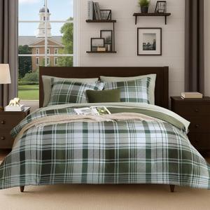MaiRve Olive Green Twin XL Comforter Set, Twin XL Bedding Sets for Boys Girls 5 Pieces for Dorm Farmhouse All Season Lightweight &Comfy with Fitted Sheet, Flat Sheet (Olive Green, 66"x90")