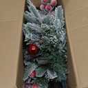 Brightever 2FT Small Christmas Tree, Prelit Mini Christmas Tree with 50 Multi-Color LED Lights, Gold Gift Box Base, Battery Operated Little Xmas Tree for Table Top, Pinecone & Berries Included, Green