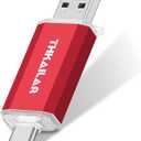 THKAILAR 2TB USB C Flash Drive, 120MB/ s High Speed Thumb Drive, Dual Connector USB 3.0 & Type C Memory Stick Compatible with iPhone 16/ 15/ Plus/ Pro Max, MacBook, iPad, Android, PC