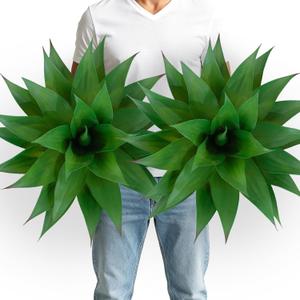 2 Pack Artificial Agave Plants 28 Inch Large Size Faux Succulent Stems Outdoor Decorating Realistic UV Resistant Tropical Plant Plantas Artificiales Decorativas Grandes - 29 Leaves, Dark Green