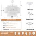 23.6" Rattan Light Fixtures Ceiling Mount, 6-Light Boho Flush Mount Ceiling Light with 3-Tier Hand-Woven Drum Shade, Rustic Rattan Chandelier for Dining Room Living Room Kitchen Island Farmhouse Foyer