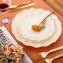 LIYH 24 Pcs Plastic Plates Reusable,Unbreakable Dinner Plates, Scalloped Plastic Plates, Dishwasher Safe,Ivory Plate Sets Perfect for Parties, Birthday, Picnics, BPA Free(12Guests)