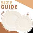 60 Pcs Ivory Plates, Wave Edge Design Disposable Plastic Plates for 30 Guests, Fancy Party Dishes 7 inch Dessert Plate and 10 inch Dinner Plate for Party, Bridal Shower