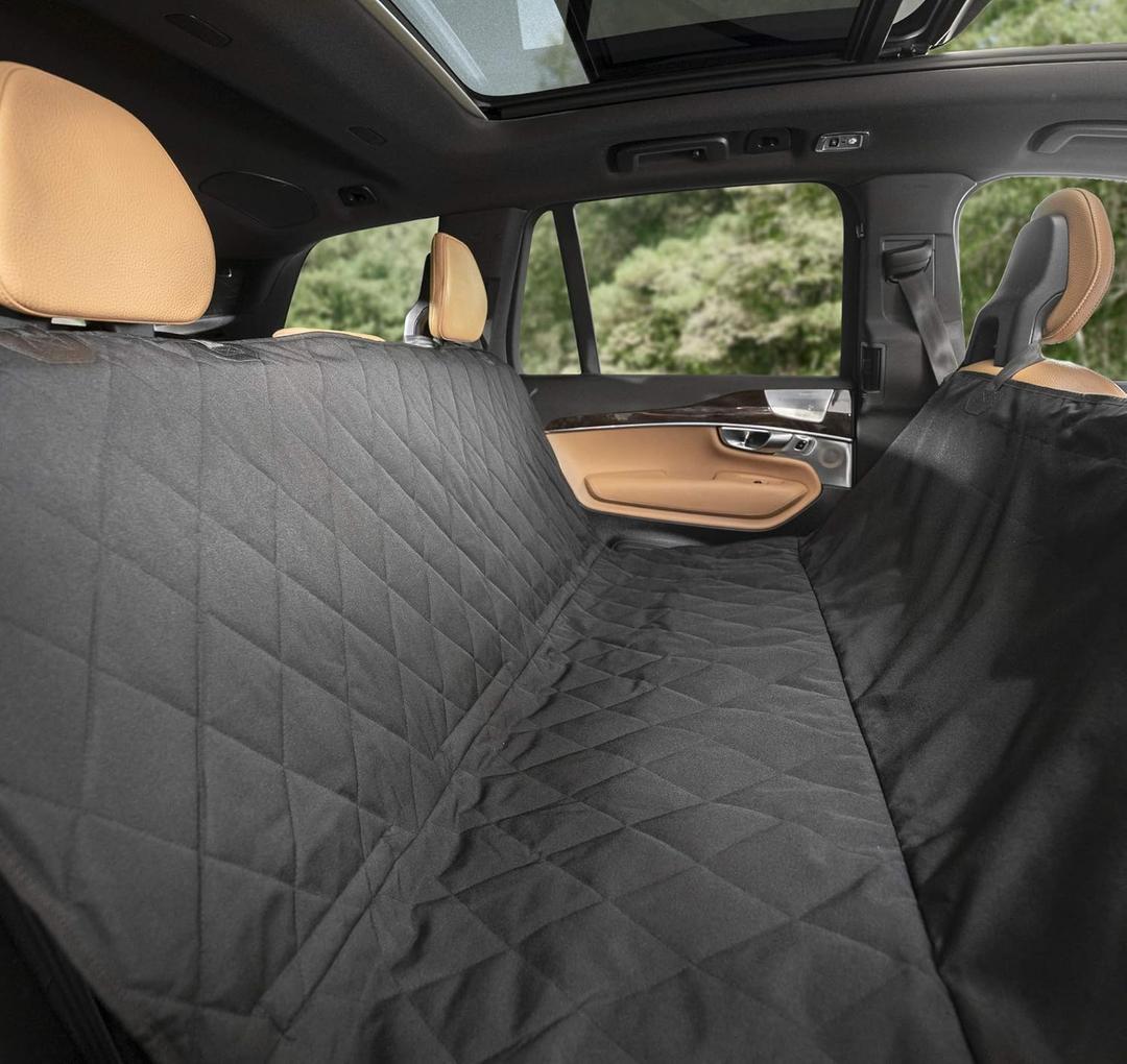 Premium Rear Car Seat Protector w/Hammock | Washable & Waterproof Back Seat Dog Cover for Car, Truck, & SUV | Nonslip, Tear Resistant Pet Seat Cover | Regular Black