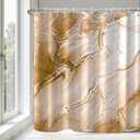 TYLCLTX Brown Marble Shower Curtain Waterproof Fabric Shower Curtain with Hooks Bathroom Decor 72x72 inch