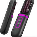Cordless Hair Straightener for Women, Go Brush Pro Rechargeable Electric Hot Straightener Comb, Portable Mini Heated Hair Straightening for Travel (Black)
