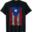 Puerto Rican Flag Shirt with Towns and Cities of Puerto Rico T-Shirt 3XL Mens
