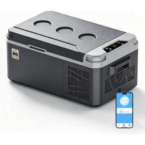 SubSun 15QT(15L) Car Refrigerator, 12V Compressor Electric Cooler 0℉~68℉ | 12 Volt Portable Freezer 12/24V DC & 100-240V AC, Portable Car Refrigerator APP Control, Car Fridge for Camping, Travel, Boat