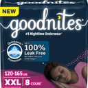 Goodnites Girls' Nighttime Underwear, Size XXL (120-165 lbs), 8 Ct
