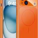 TOBOVON for iPhone 15 Case with Camera Lens Protector, Compatible with MagSafe, Slim Matte Magnetic Shockproof Phone Cover for iPhone 15, Orange
