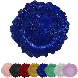 13 Inch 12pcs Reef Charger Plates  Elegant Decorative Dinner Plates for Wedding, Holiday Parties, and Formal DiningStylish Table Decor for Festive Celebrations (Blue-12XH)