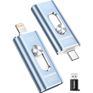 512GB Photo Stick for iPhone Flash Drive, Memory Stick Phone Storage for Photos and Videos Files Backup, Compatible with iPhone iPad Android PC, Plug & Play, No App Required (Dark Blue)