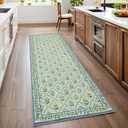 Kitchen Runner Rug Non Slip 2x6 Runners, Washable Area Rugs for Hallway, Flora Rug with Coquette Bow Pattern Soft Stain Resistant Indoor Carpet for Bedroom Entryway Laundry, Emerald Green