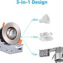 TORCHSTAR 5CCT 3 Inch Gimbal LED Recessed Light, CRI90+ Dimmable Swivel Adjustable Eyeball Downlight, Airtight IC, 2700K3000K3500K4000K5000K, Canless LED Ceiling Light, Satin Nickel, Pack of 6