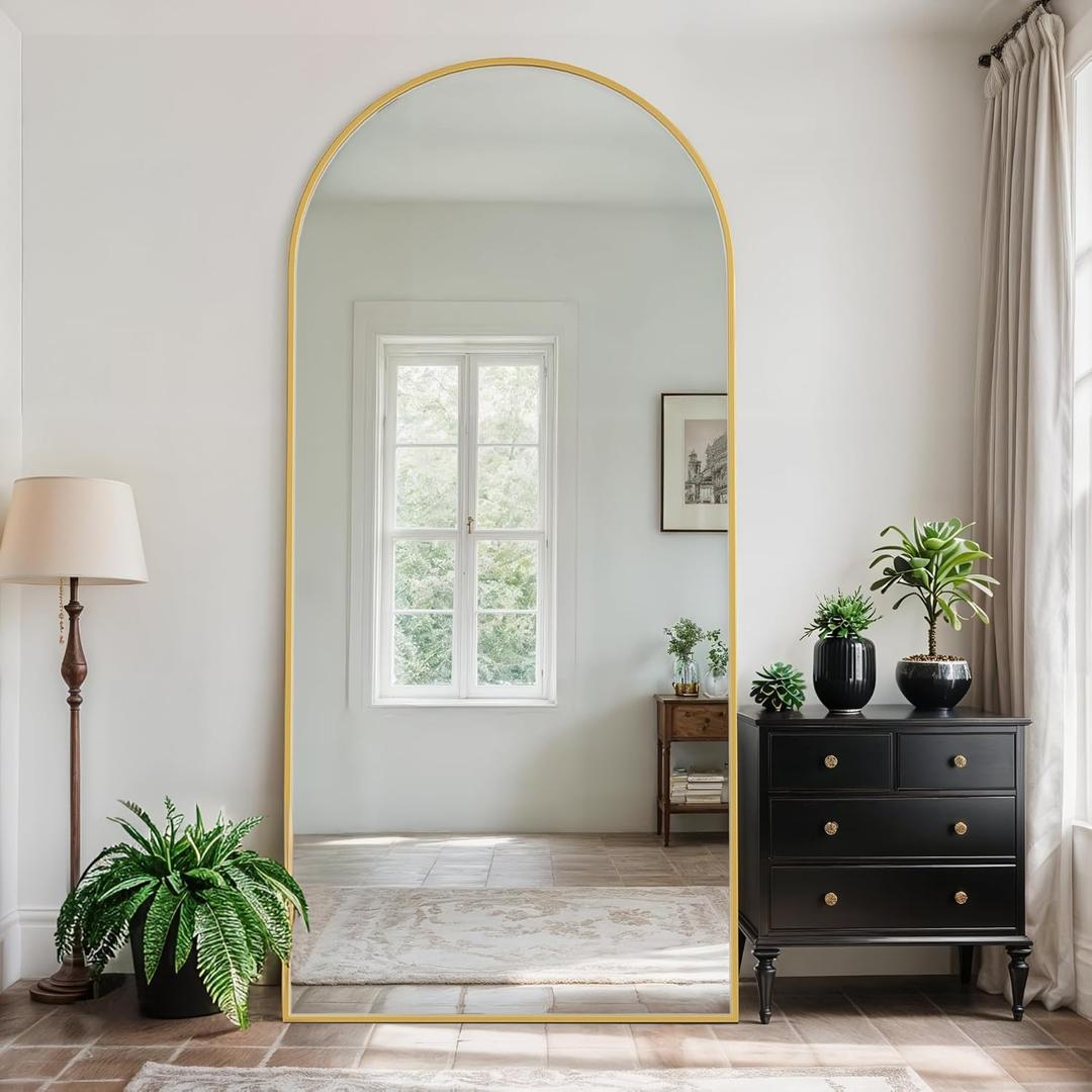 76" x 34" Full Length Mirror, Arched Full Body Mirror Standing Mirrors, Large Floor Mirrors for Bedroom Bathroom Living Room, Gold
