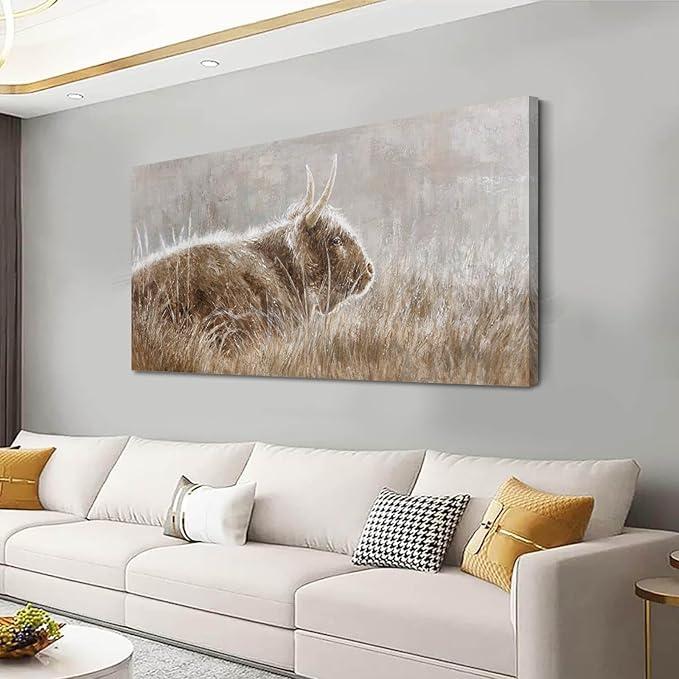 VAYIMDH Wall Art for Dining Room Area Over The Bed Wall Decor for Bedroom Nature Canvas Wall Painting Brown Print Photos Animal Art Posters 24"x48"