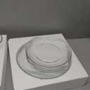 12pc Glass Dinnerware Set - Sleek Round Clear Glass Plate and Bowl Sets - Dishwasher Safe, Bread & Butter Dinner, Dessert, Salad Plates & Serving Cereal Soup Bowls Dishes for Kitchen Dining & Parties (krx01)