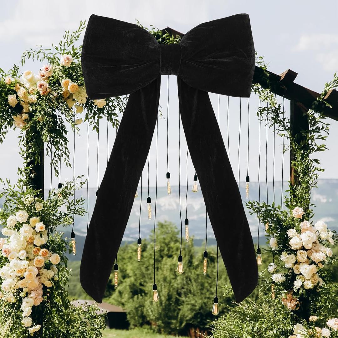 Big Black Bow Velvet Birthday Decorations Coquette Party Black Bow Decor Backdrop Big Themed Room Large Wall Decor Ornaments Giant Door Ribbon Velvet Wedding Bachelorette Christmas Tree Decoration