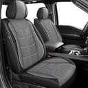 YORKNEIC Seat Covers Front Seats Fit for Dodge Ram 1500 2500 3500 2002-2024 2025 2026 Waterproof Faux Leather Seat Covers for Trucks Airbag Compatible Car Protectors(Black&Grey)