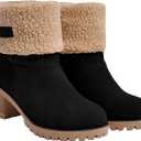 Snow Boots for Women Winter Boots Fur Lined Chunky Heel Slip on Warm Shoes for Women, Size 40