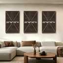 Azartslr Large 3D Abstract Solid Wood Framed Wall Art, Luxury 3 Pieces Brown Sandstone Wall Decor for Living Room, Modern Beige and Gray Home Bedroom Art Painting, Geometric Slate Texture Artwork Dining Room Pictures Decoration