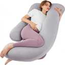  Pregnancy Pillow for Sleeping, G Shaped Maternity Pillow - 56 Inch with Grey Microfiber Removable Cover, Multi- Use and Support Back, Hips, Legs, Belly for Pregnant Women Sleeping