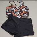 Girls Swimsuit V-neck Floral Print Tankini Solid Color Shorts Swimsuits for Teen Girls 2Pcs Set Bathing Suits For Girls, Size 15-16 Years