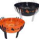 2 Pcs Halloween Candy Bowl with Holder Plastic Trick or Treat Bowls Large Halloween Party Plastic Serving Bowl Tableware Candy Holders Party Supplies (Black Orange)