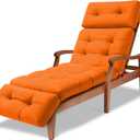 Waterproof Long Lounger Chair Cushion Outdoor Chaise Lounge Chair Cushionswith Ties, Patio Recliner Thickened Lounge Chair Cushions for Indoor 74.4 x 22 x 4.7 Inches,Cushion Only (Orange)