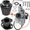 FVRITO VM22 26mm Carb for Predator 212 Carburetor 212cc 196cc Coleman CT200U CT200U-EX BT200X KT196 Mini Bike Go Kart Baja Warrior MB200 6.5hp GX160 GX200 OHV Clone Engine Performance Parts Black