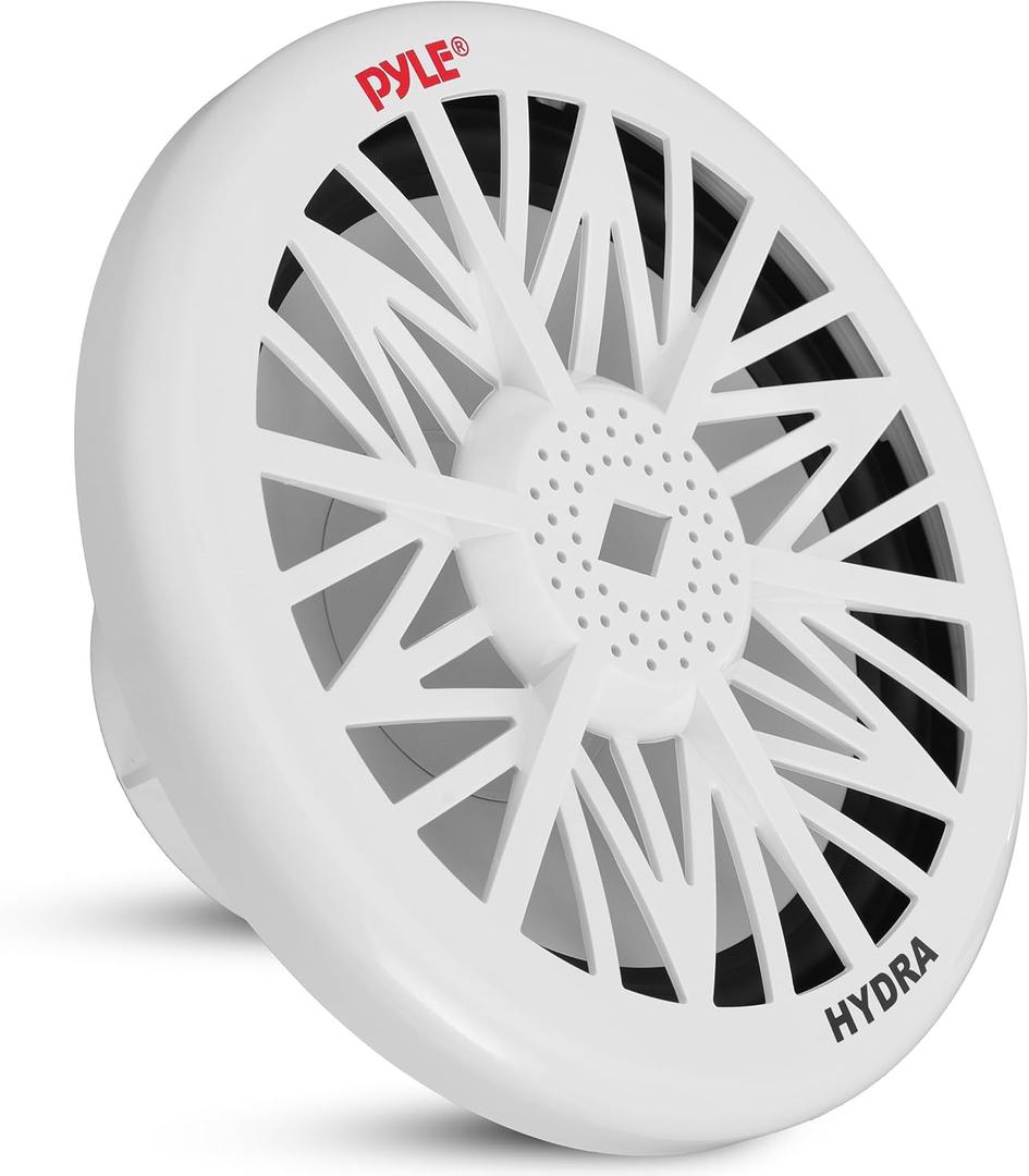 Pyle PLMRW8 8-Inch Outdoor Marine Audio Subwoofer - 400 Watt Single White Waterproof Bass Loud Speaker For Marine Stereo Sound System, Under Helm or Box Case Mount in Small Boat, Water Vehicle