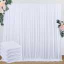 20 ft x 10 ft Wrinkle Free White Backdrop Curtain for Wedding Parties, Polyester Photo Backdrop Drapes for Baby Shower Birthday Party Backdrop Stand, Bulk Thick Background Curtains 5x10FT 4 Panels