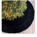 Starry Dynamo 60Inch Ruffled Velvet Christmas Tree Skirt with Foam Padding, Nylon Backing and LaceUp Tie Closure, Black