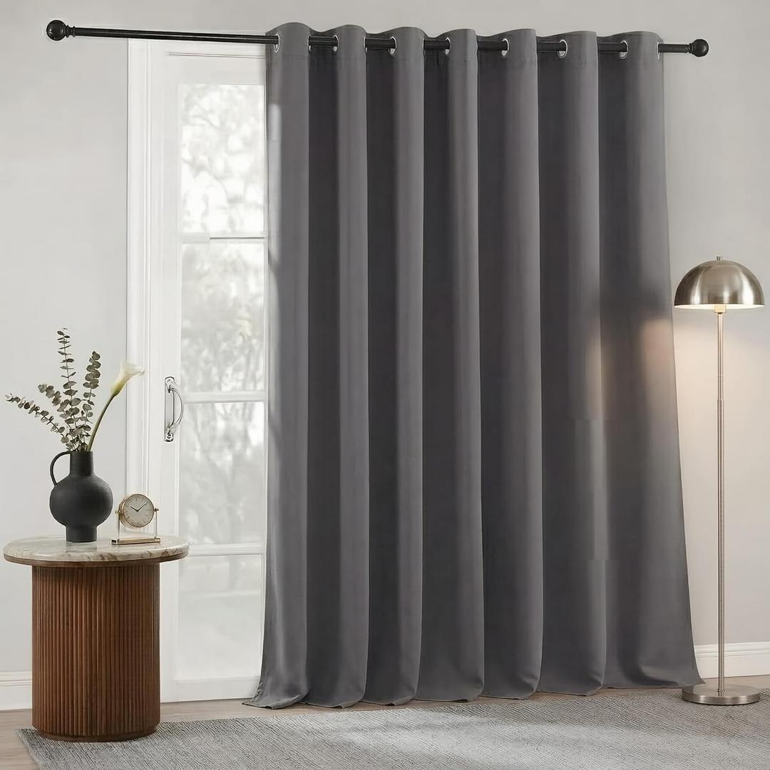 RYB HOME Blackout Curtains & Drapes - Total Privacy Thermal Efficiency Backdrop Curtains for Bedroom Room Divider Vertical Blind Living Room Patio Sliding Glass Door, Wide 100 x Long 84 inch, Grey