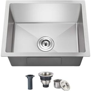 20x16 Inch Kitchen Sink, Commercial Grade 304 Stainless Steel Sink, 9" Deep Single Bowl, Compact Undermount Sink, Tight Radius Corners, for Modern Kitchen,Bar,Outdoor