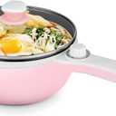 Dezin Hot Pot Electric Upgraded, Non-Stick Saut Pan, Rapid Noodles Electric Pot, 1.5L Mini Portable Hot Pot for Steak, Egg, Fried Rice, Ramen, Oatmeal, Soup with Power Adjustment (1.6 Quarts, Pink)