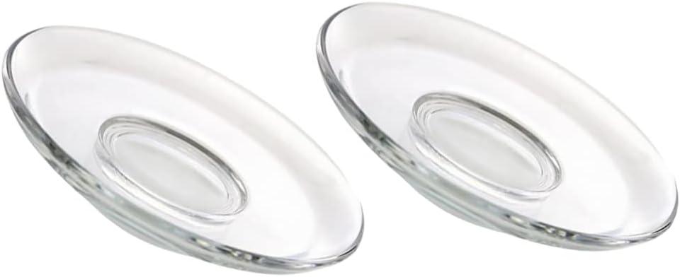 STOBOK 3.3 Inch Glass Plates, Clear Glass Plates, Small Saucers, Snack Saucers, Tea Saucers for Home Kitchen Coffee and Tea Drinkware