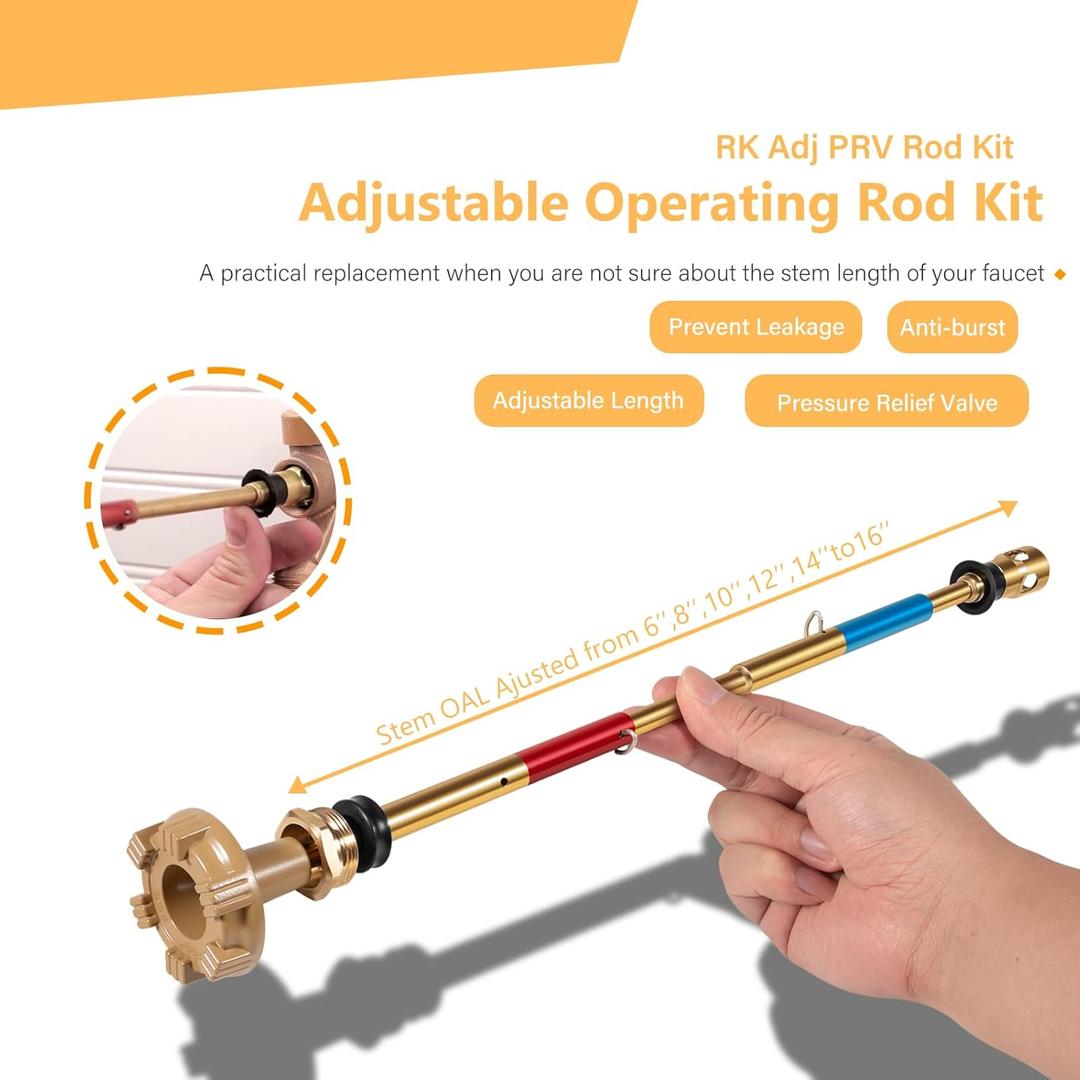 RK-Adj-PRV Rod Kit Adjustable Operating Rod Kit Fit for Woodford Faucet Model 14, 16, 17, 19, 22 or V22s, Stop Leakage, Prevent Bursting (10pcs)