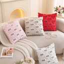 Valentine's Day Pillow Covers 18x18 Inch Set of 2 White Soft Plush Faux Fur Jacquard Throw Pillows XOXO Decorative Farmhouse Wedding Cushion Cases for Couch Sofa Cushion Case Home Wedding Anniversary