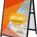 24 x 36 Inch A Frame Sign Double-Sided Folding Sandwich Board Heavy Duty Slide-in Sidewalk Signboard for Outdoor Street Advertising Poster