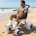 Beach Wheelchair with 12" Balloon Tires, All-Terrain Portable Off-Road Wheelchair with Oversized Wheels, Aluminum Beach Chair for Seniors (Large Size)