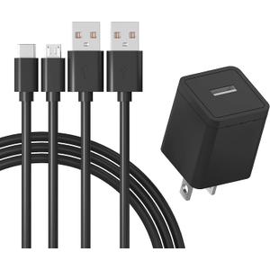 6Ft Fast Charger Fit for Kindle E-Reader 2 3 4 5 6 7 8 9 10 11,All Kindle Paperwhite Kids,Colorsoft,Scribe,Oasis,Voyage,Kindle Touch,DX,Keyboard,Kids Edition(with 6Ft Micro USB & USB C)