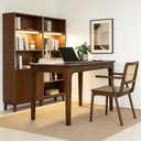 Solid Wood Writing Desk with Storage Drawer for Home Office Bedroom (Walnut, 31.5in)