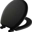 Mayfair Cameron Black Toilet Seat, Non Slip Heavy Duty Wood, Easy Clean, Made in USA, Round